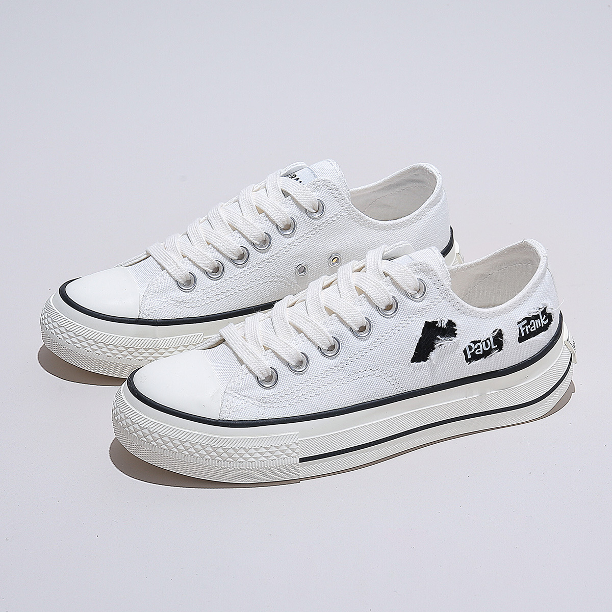폴프랭크 팝코 캔버스 스니커즈 캐주얼 슈즈 고전적인 캔버스 화이트 슈즈