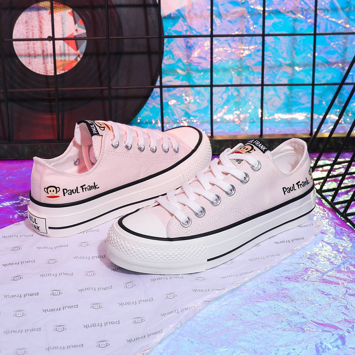 paulfrank 원숭이 고전적인 하이탑 캔버스 슈즈 여성용 스니커즈, 통굽과 흰색 스니커즈