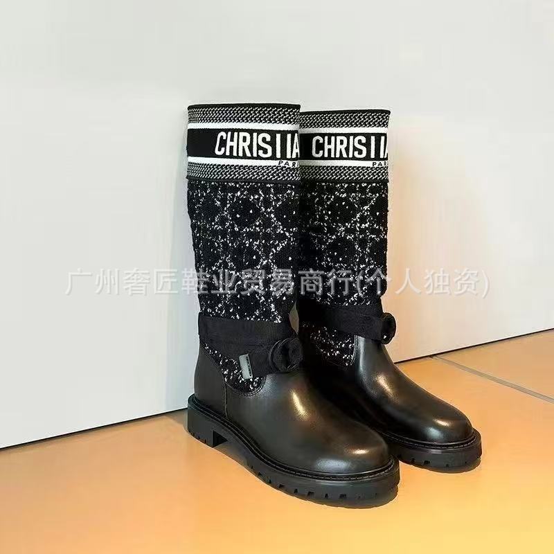 클래식 부츠 여성 가을 겨울 신상품 통통 굽 슬림부츠 소가죽 라이더 부츠 여성