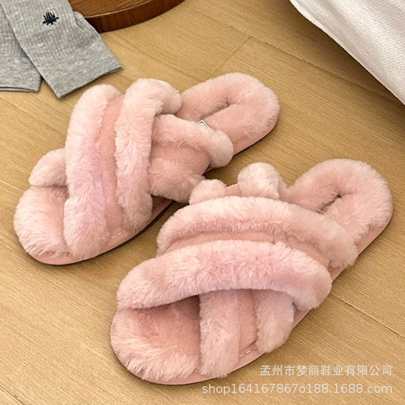 털가죽 일체형 실내용면 질질 끌면 교차 질질 끄는 실내용 슬리퍼