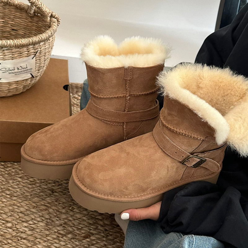 두꺼운 퍼 일체형 스노우 부츠 여성 겨울 보온 신상 스노우 부츠입니다