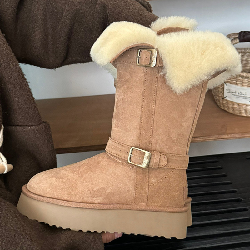 두꺼운 퍼 일체형 스노우 부츠 여성 겨울 보온 신상 스노우 부츠입니다