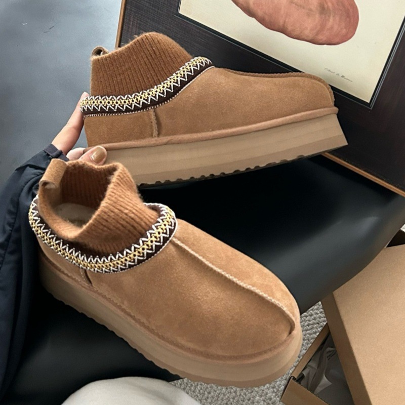 스노우 부츠 여성 부츠 모피 일체스타일 양말 부츠 두툼하고 보온성 두꺼운 바닥 키높이 부츠