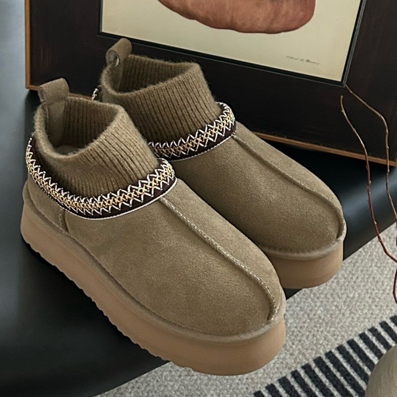 스노우 부츠 여성 부츠 모피 일체스타일 양말 부츠 두툼하고 보온성 두꺼운 바닥 키높이 부츠