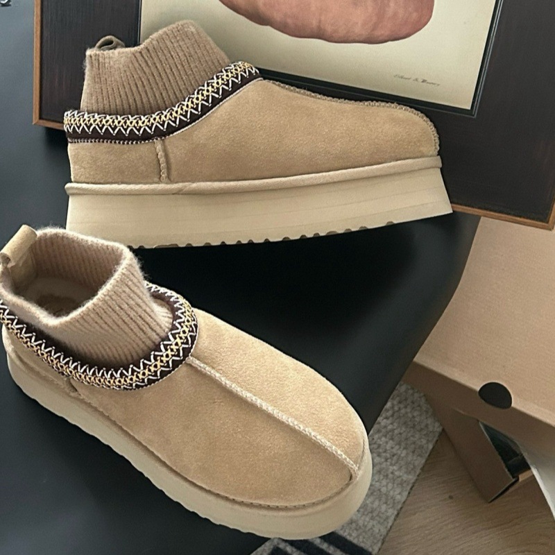 스노우 부츠 여성 부츠 모피 일체스타일 양말 부츠 두툼하고 보온성 두꺼운 바닥 키높이 부츠