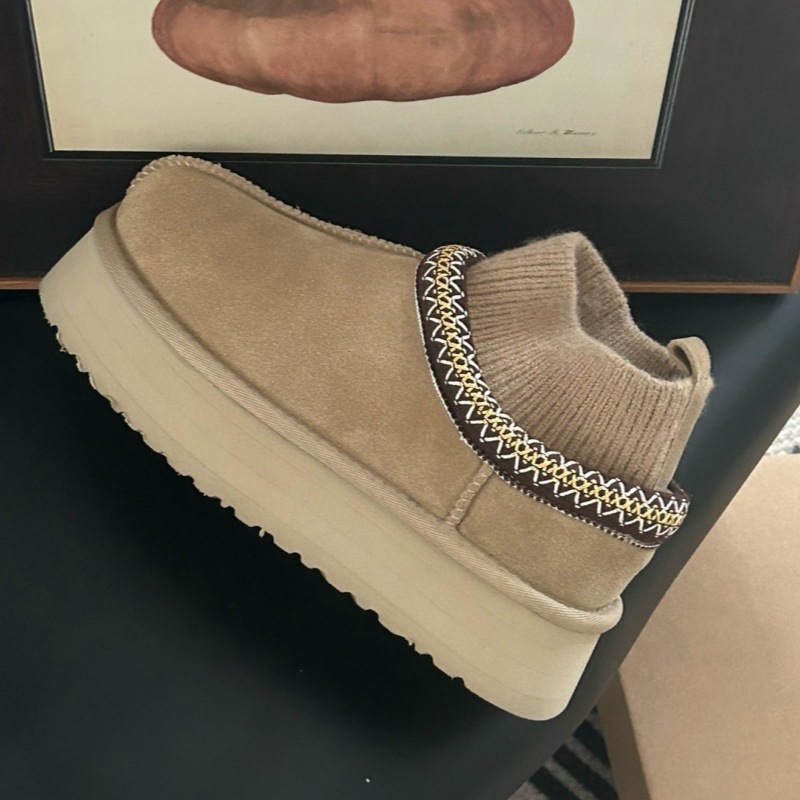 스노우 부츠 여성 부츠 모피 일체스타일 양말 부츠 두툼하고 보온성 두꺼운 바닥 키높이 부츠