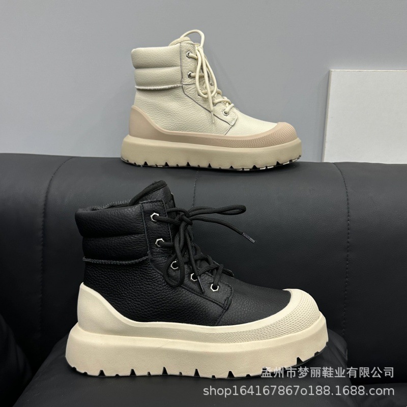 스노우 부츠 퍼 일체형 커플 부츠 보온성 두툼한 스트랩 탑 부츠 스니커즈 슈즈