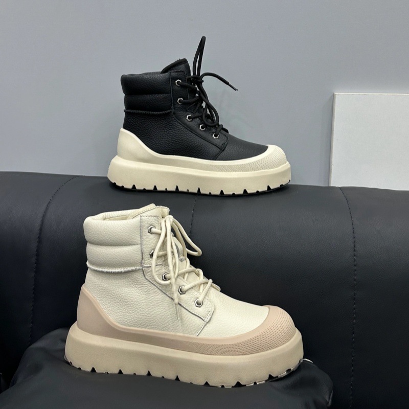 스노우 부츠 퍼 일체형 커플 부츠 보온성 두툼한 스트랩 탑 부츠 스니커즈 슈즈