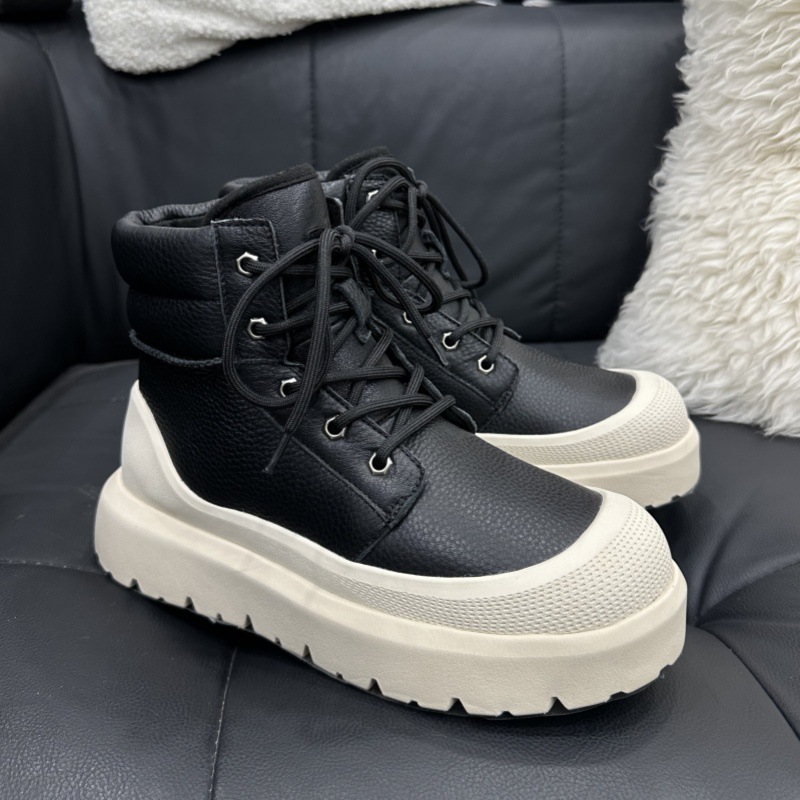 스노우 부츠 퍼 일체형 커플 부츠 보온성 두툼한 스트랩 탑 부츠 스니커즈 슈즈