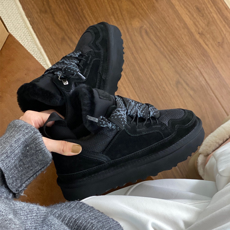 로우 컷 멜 퍼 일체형 멜 캐주얼 로우 여성 울 부츠 스노우 부츠