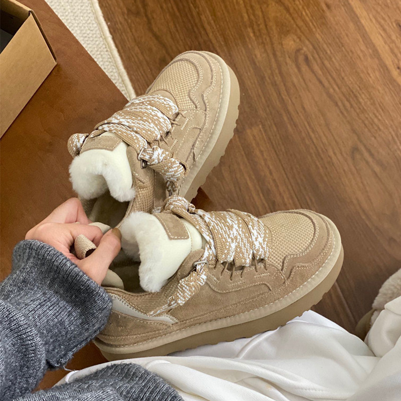 로우 컷 멜 퍼 일체형 멜 캐주얼 로우 여성 울 부츠 스노우 부츠