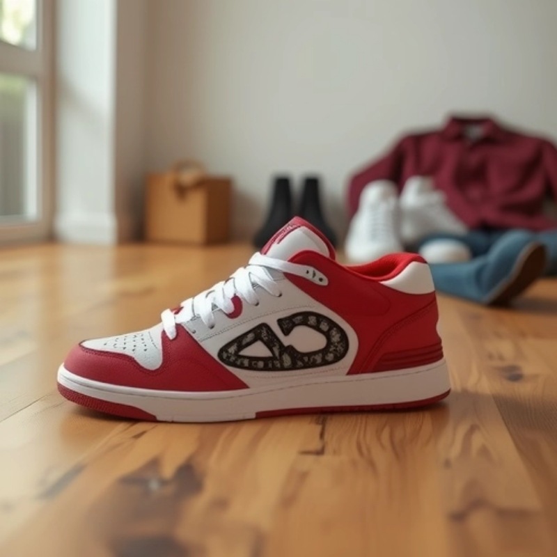 b57 레터링 스니커즈 남녀 커플 스타일 질의 가죽 슈즈 팬더 슈즈