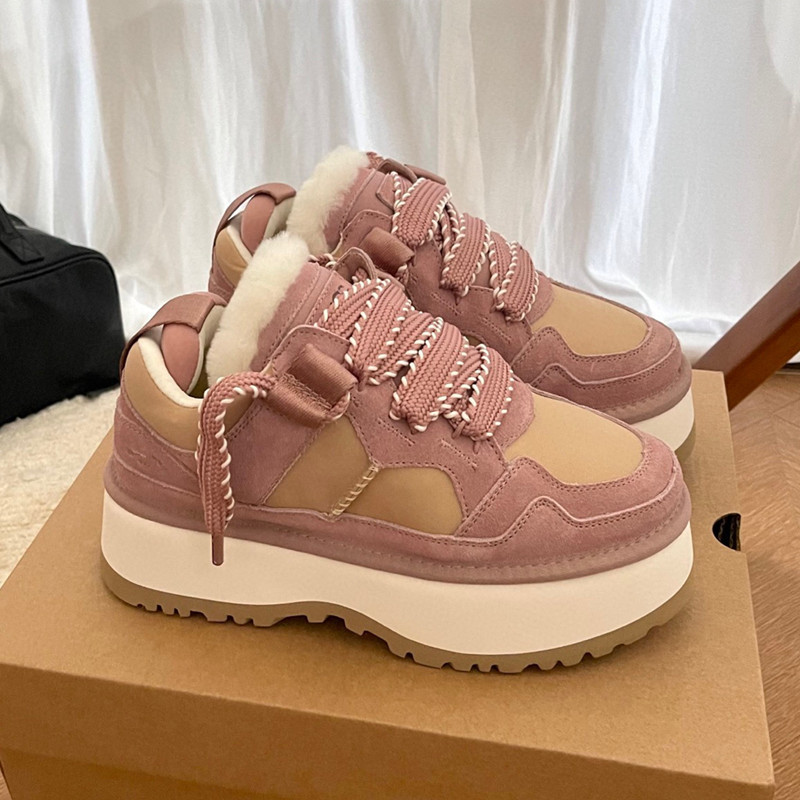 스노우 부츠 여성용 양털 일체형 스트랩 키높이 여성용 부츠 송편 바닥이 두꺼워져 따뜻합니다