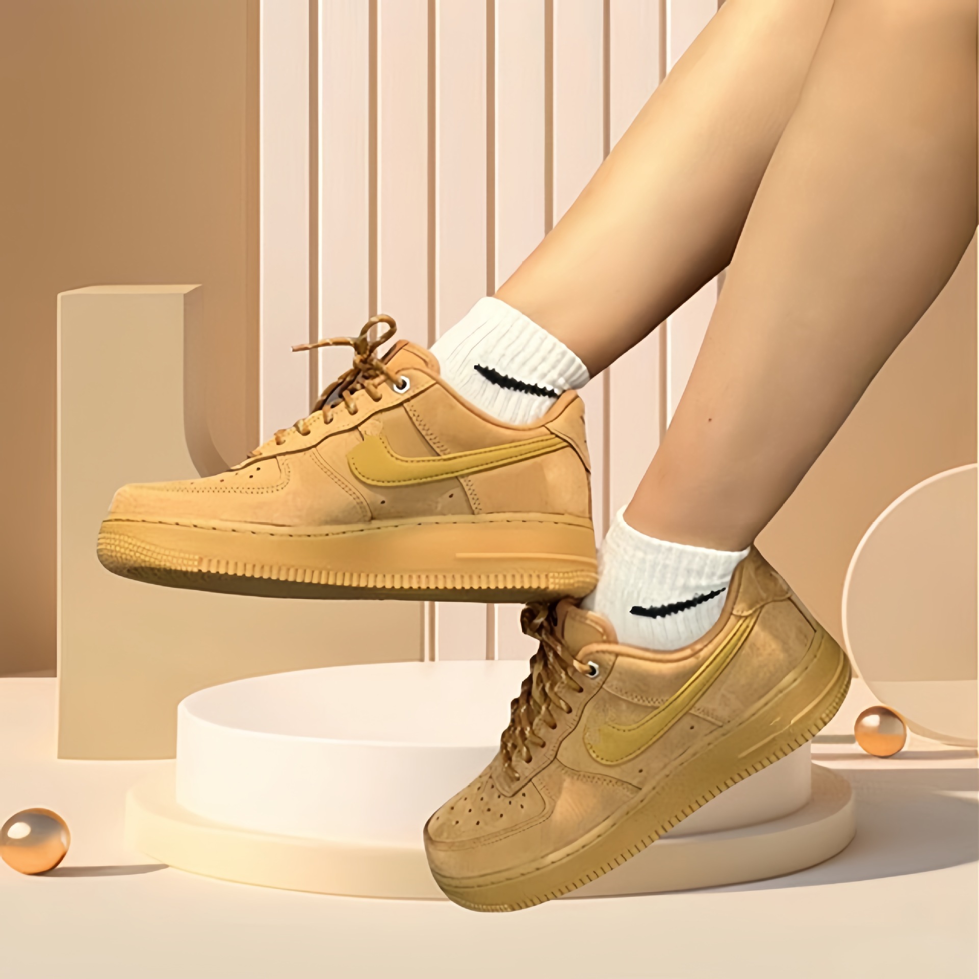 莆田鞋2025纯原空军一号小麦色男鞋子女运动鞋男鞋女鞋鞋秋冬厚底