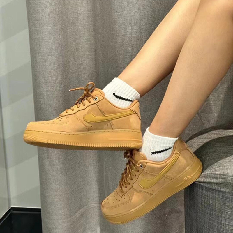 莆田鞋2025纯原空军一号小麦色男鞋子女运动鞋男鞋女鞋鞋秋冬厚底