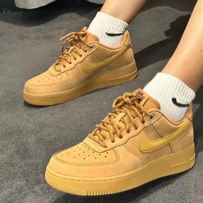 莆田鞋2025纯原空军一号小麦色男鞋子女运动鞋男鞋女鞋鞋秋冬厚底