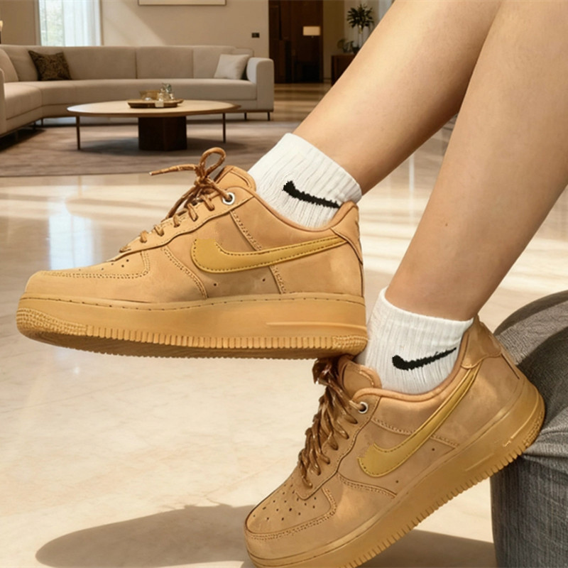 莆田鞋2025纯原空军一号小麦色男鞋子女运动鞋男鞋女鞋鞋秋冬厚底