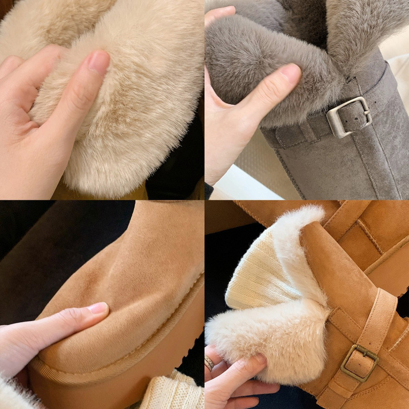 키높이 8 ㎝ 두툼한 밑창 털끝 2 켤레 기모 보온 솜신발을 신은 스노우 부츠우먼