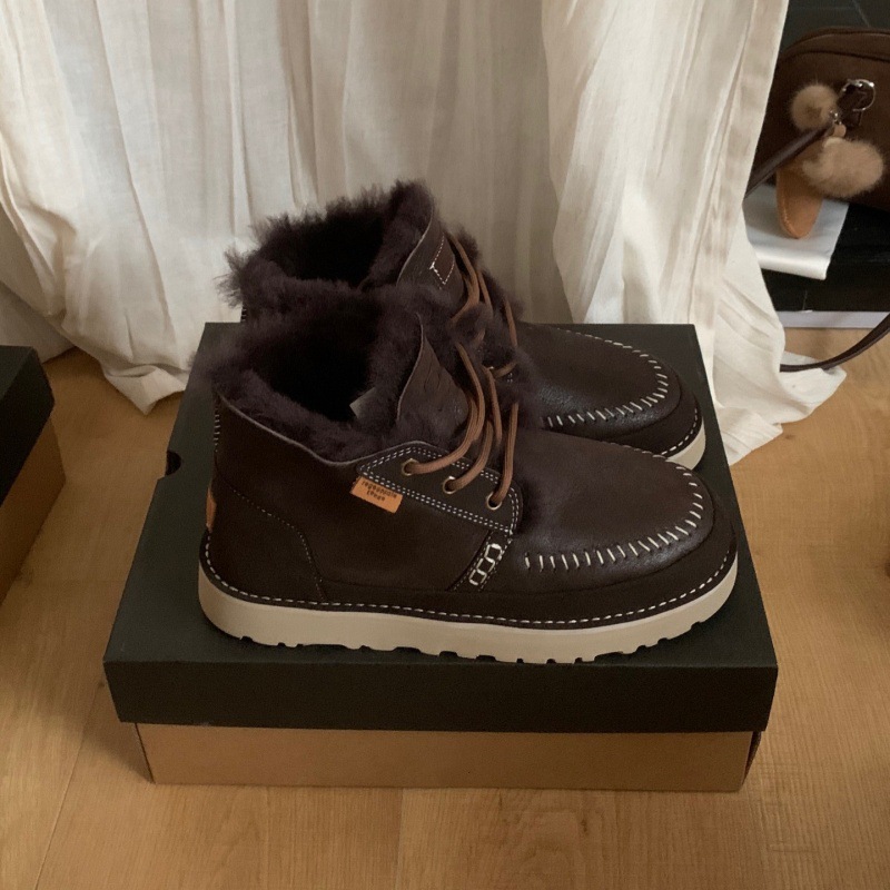 남성 겨울 스노 부츠 통솔 스트랩 양털 일체형 보온 패션 카고 부츠 통근 편안함 워커부츠