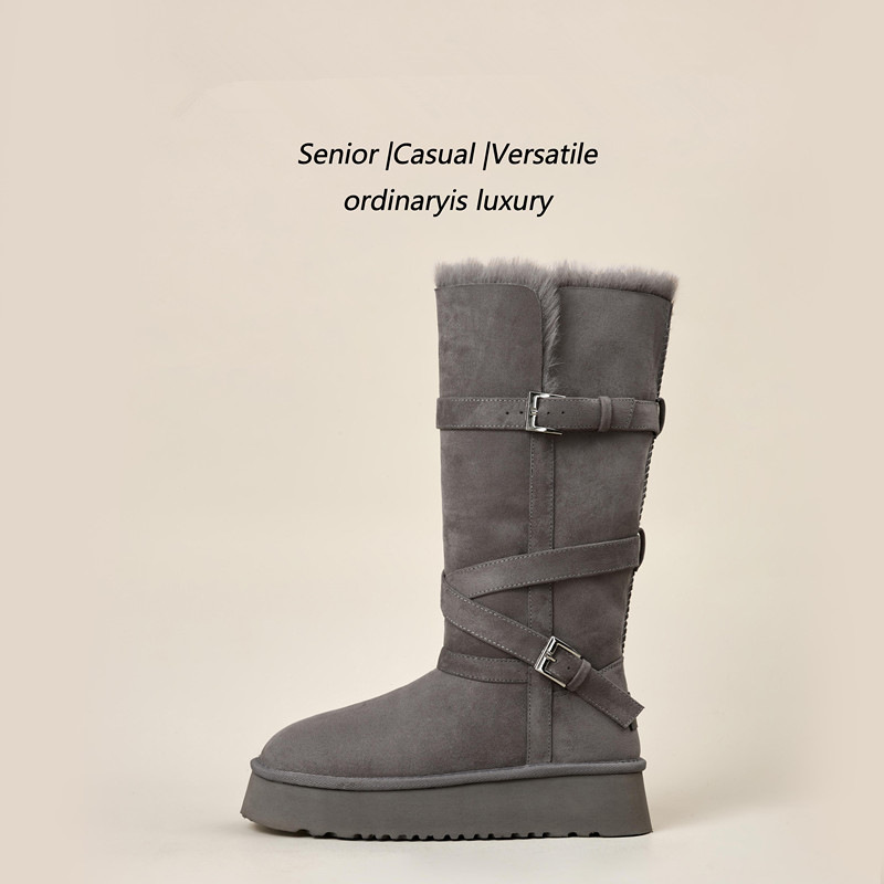 스노우 부츠 그레이 2025 겨울 신상품 통굽 키높이 기모 두툼한 통통 코튼 슈즈입니다