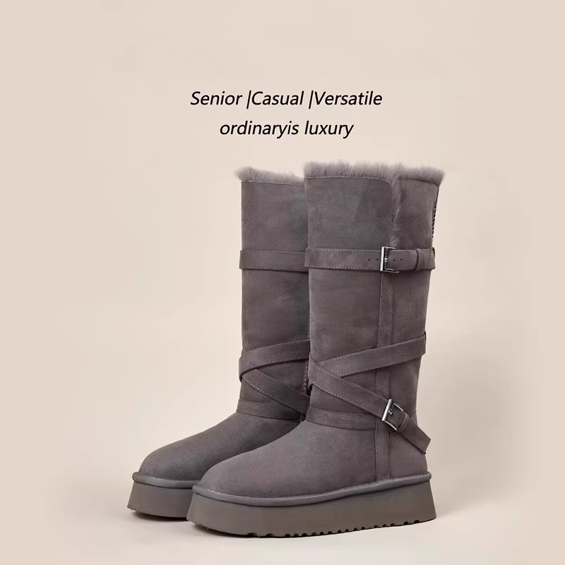 스노우 부츠 그레이 2025 겨울 신상품 통굽 키높이 기모 두툼한 통통 코튼 슈즈입니다