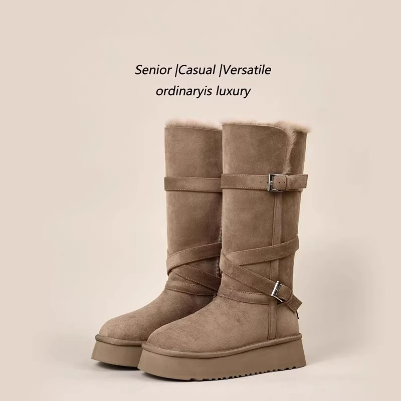 스노우 부츠 그레이 2025 겨울 신상품 통굽 키높이 기모 두툼한 통통 코튼 슈즈입니다