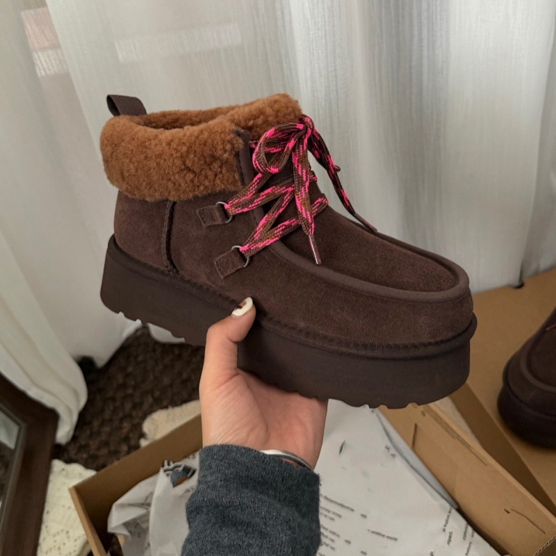 스노우 부츠 가죽 모피 일체형 부츠 보온과 두툼한 스웨이드 여성 부츠