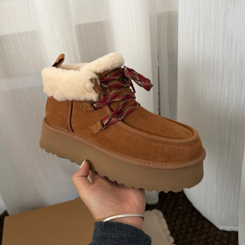 스노우 부츠 가죽 모피 일체형 부츠 보온과 두툼한 스웨이드 여성 부츠