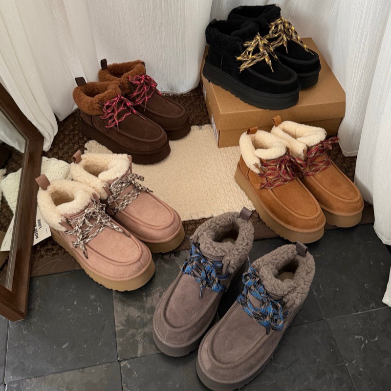 스노우 부츠 가죽 모피 일체형 부츠 보온과 두툼한 스웨이드 여성 부츠