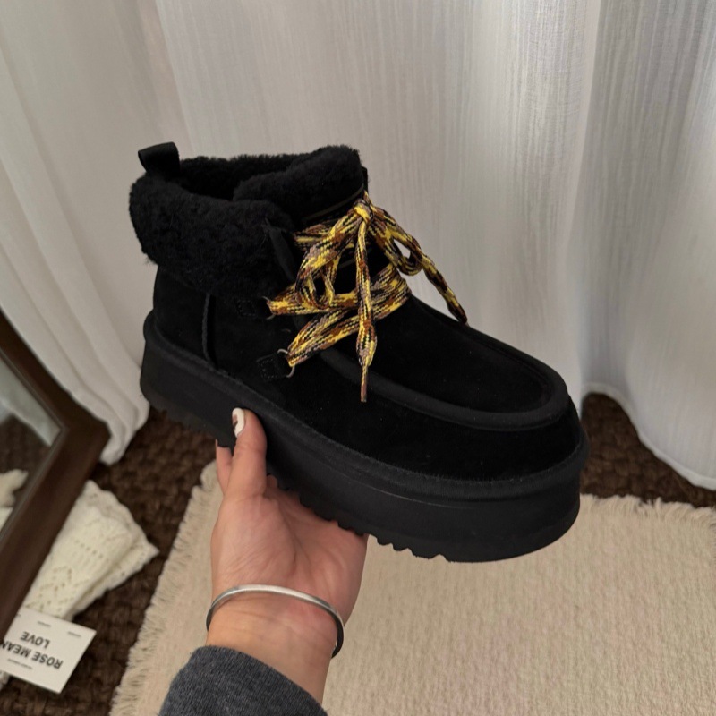 스노우 부츠 가죽 모피 일체형 부츠 보온과 두툼한 스웨이드 여성 부츠