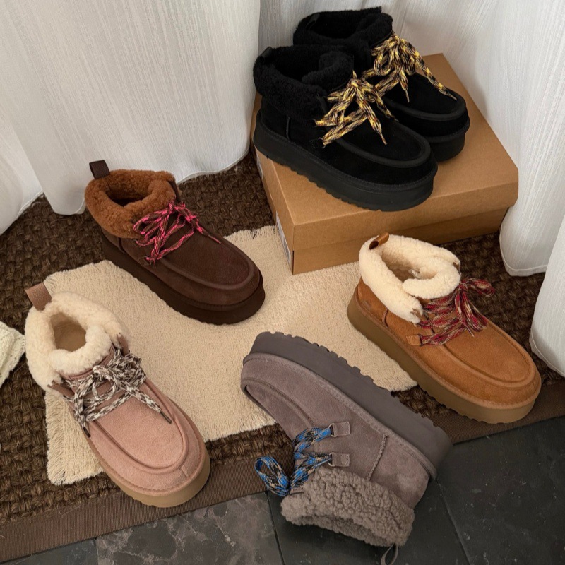 스노우 부츠 가죽 모피 일체형 부츠 보온과 두툼한 스웨이드 여성 부츠