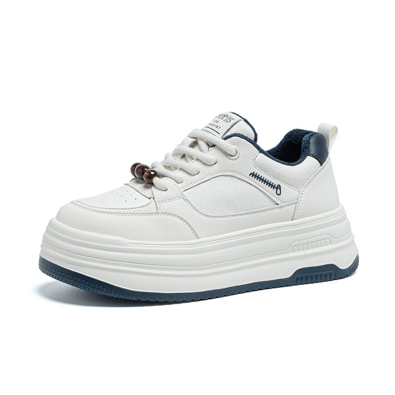 가을 겨울 통굽 흰 구두 여성용 벨벳 쿠션 편안한 플랫 스니커즈 여성화 여성용 큰 사이즈 여성화