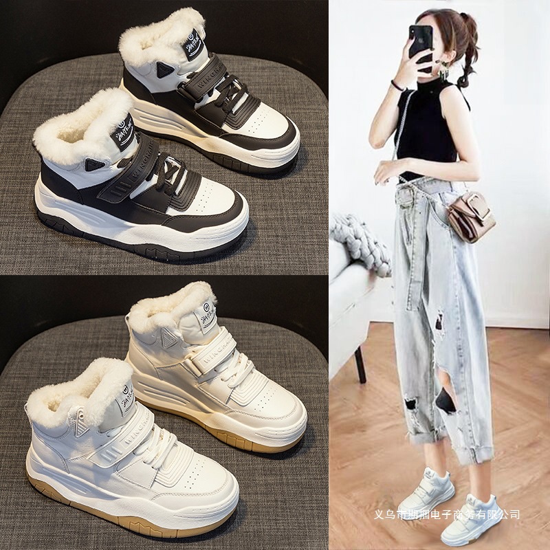 여성 솜스니커즈 2025 보온 코튼 겨울 신상품 기모 스니커즈