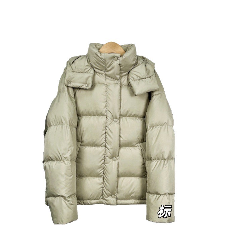 lulu 5 체크 패딩 구스다운 퍼플 후드 따뜻하고 얇은 4 체크 코트빵 패딩 우먼