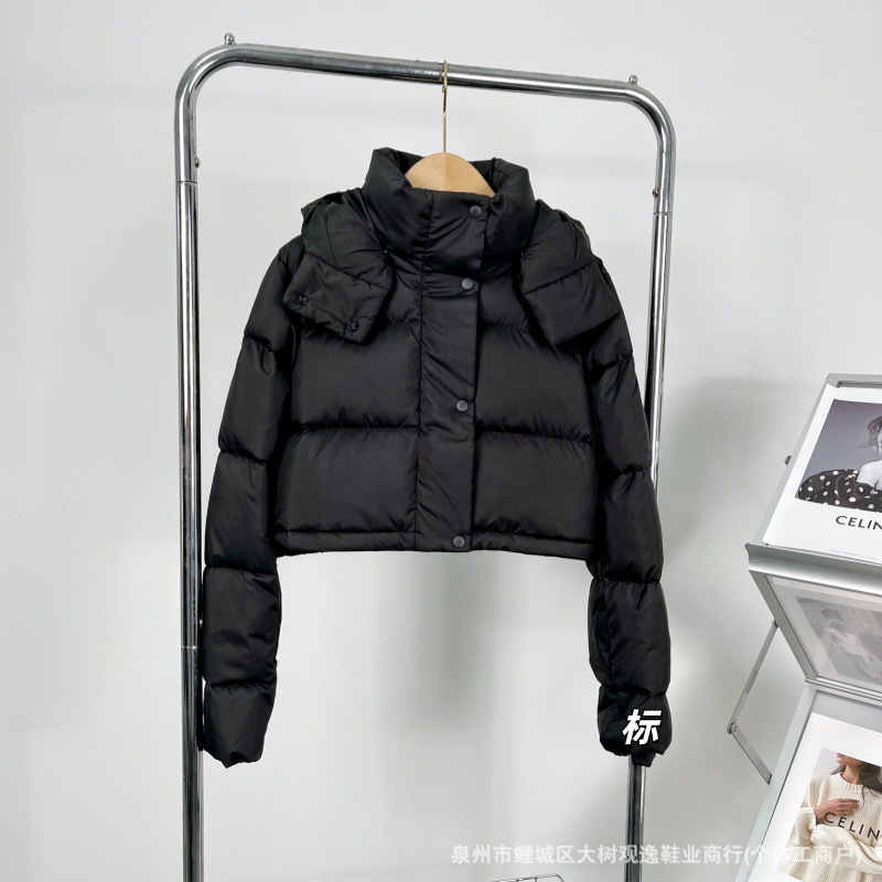 lulu 5 체크 패딩 구스다운 퍼플 후드 따뜻하고 얇은 4 체크 코트빵 패딩 우먼