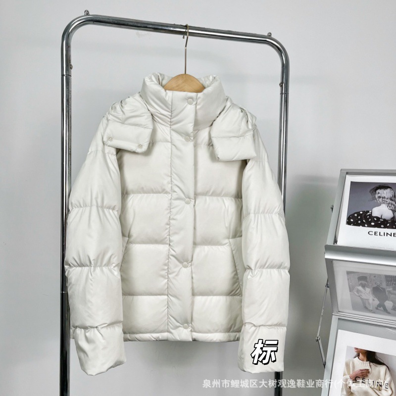 lulu 5 체크 패딩 구스다운 퍼플 후드 따뜻하고 얇은 4 체크 코트빵 패딩 우먼