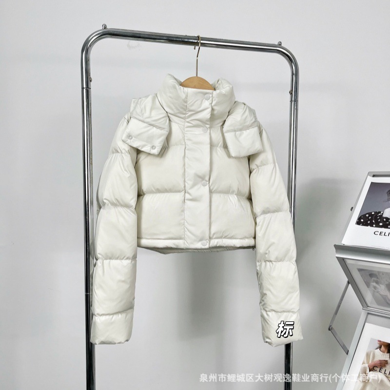 lulu 5 체크 패딩 구스다운 퍼플 후드 따뜻하고 얇은 4 체크 코트빵 패딩 우먼