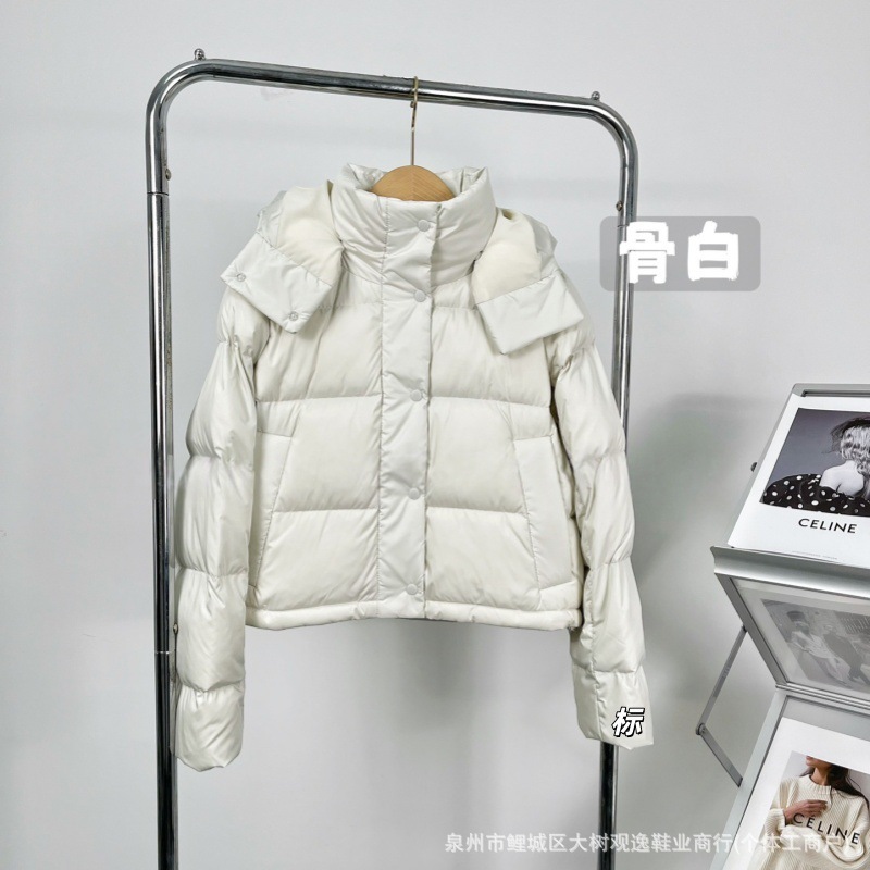 lulu 5 체크 패딩 구스다운 퍼플 후드 따뜻하고 얇은 4 체크 코트빵 패딩 우먼