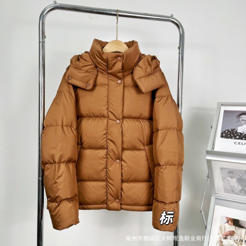 lulu 5 체크 패딩 구스다운 퍼플 후드 따뜻하고 얇은 4 체크 코트빵 패딩 우먼