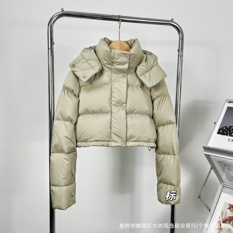 lulu 5 체크 패딩 구스다운 퍼플 후드 따뜻하고 얇은 4 체크 코트빵 패딩 우먼