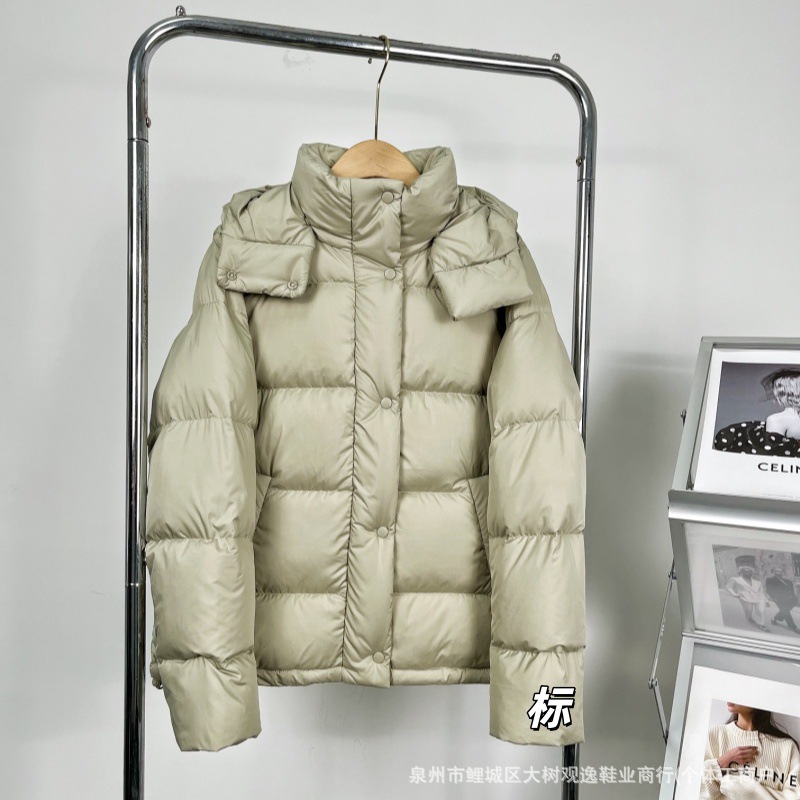 lulu 5 체크 패딩 구스다운 퍼플 후드 따뜻하고 얇은 4 체크 코트빵 패딩 우먼