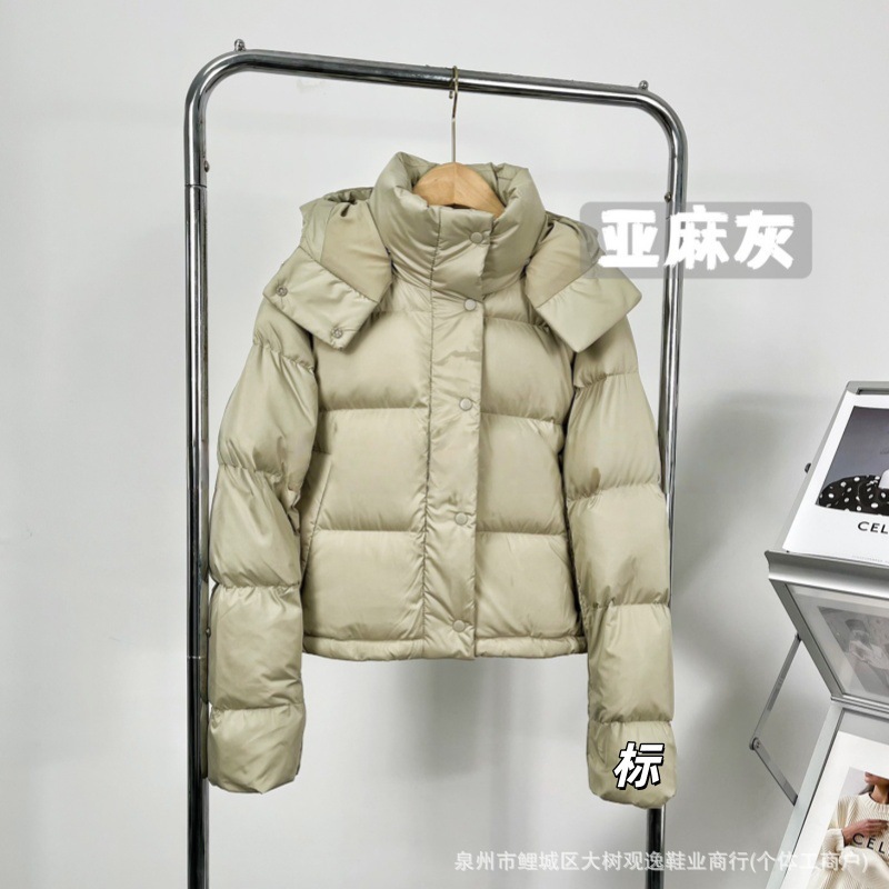 lulu 5 체크 패딩 구스다운 퍼플 후드 따뜻하고 얇은 4 체크 코트빵 패딩 우먼