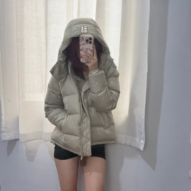 lulu 5 체크 패딩 구스다운 퍼플 후드 따뜻하고 얇은 4 체크 코트빵 패딩 우먼