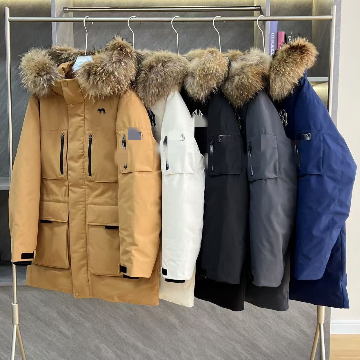 mlb 빅 퍼 커플 미디엄 기장 카고 패딩 5 색 루즈핏