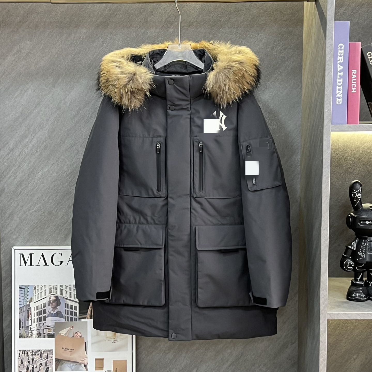 mlb 빅 퍼 커플 미디엄 기장 카고 패딩 5 색 루즈핏