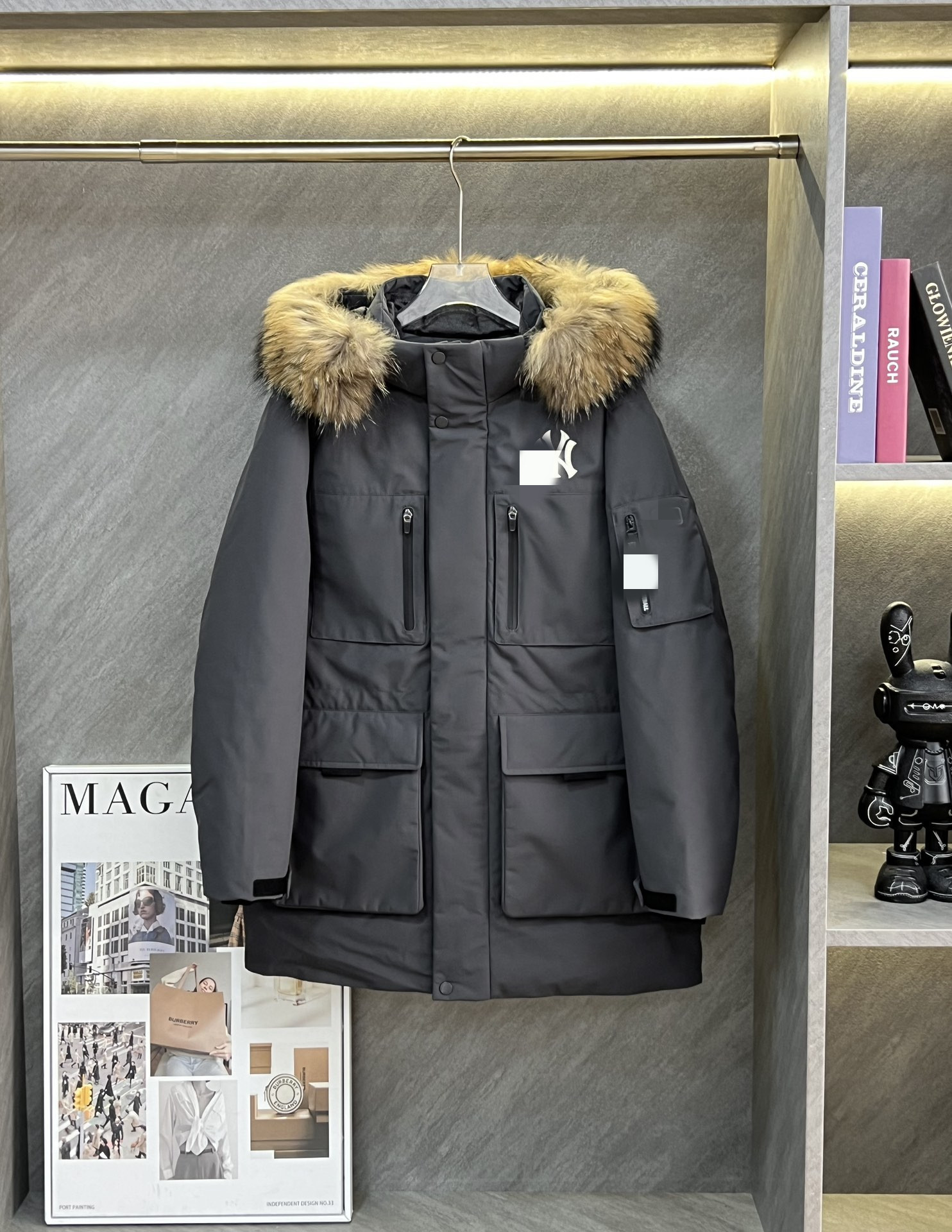 mlb 빅 퍼 커플 미디엄 기장 카고 패딩 5 색 루즈핏