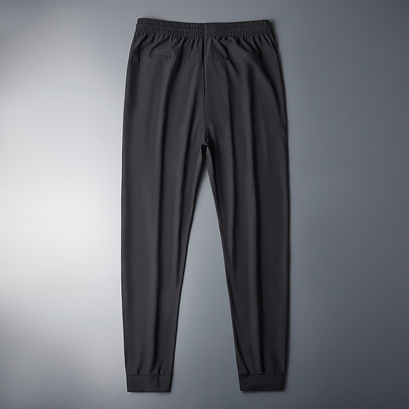 여름 신상품 아이스 바지 남성용 얇은 통기성 바지 레깅스 스판 트레이닝 바지 와이드 라지 바지