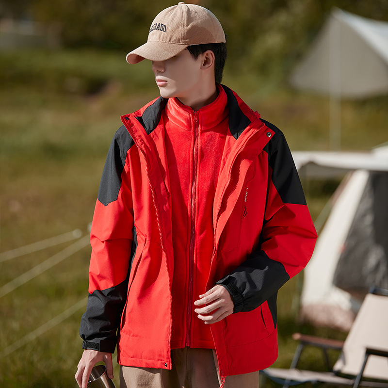 여성용 3 종 1 방수 바람막이 재킷남성 도보 바람막이는 탈부착이 가능하다