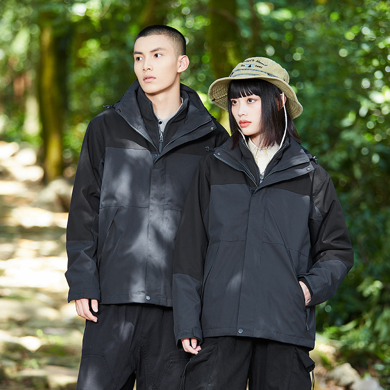 새로운 디자인의 삼합일 바람막이 재킷 남성 하이킹 캠핑 방수 레저 투피스 여성 외투 바람막이 맞춤 로고