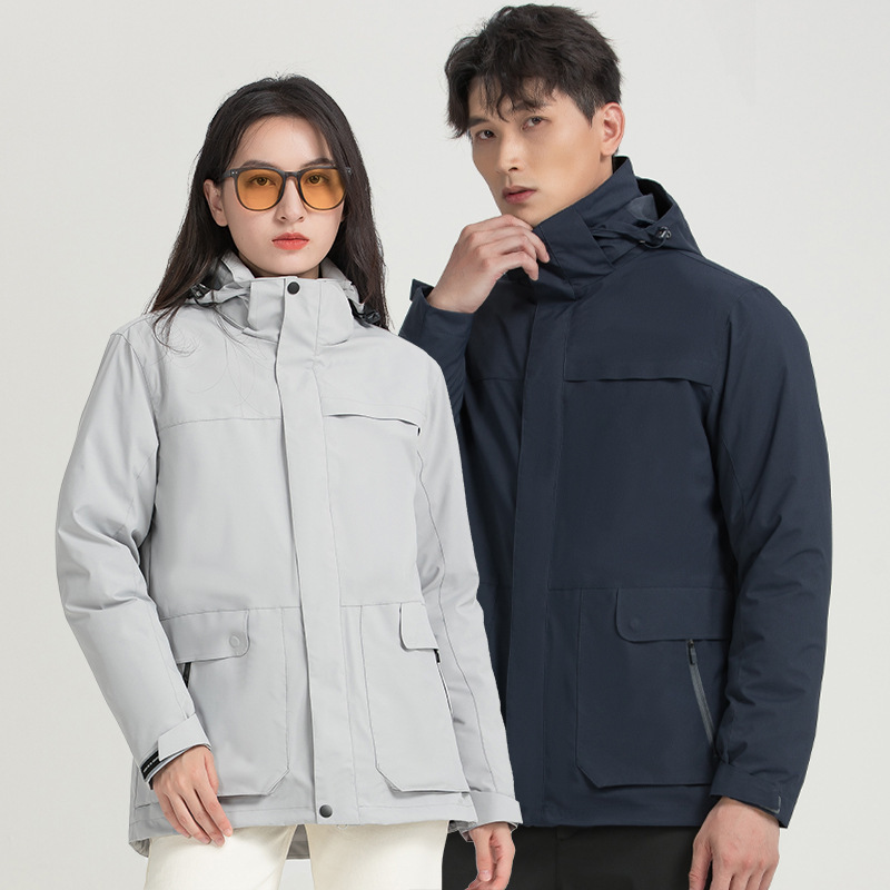 신상 트리오 다운 바람막이 남성용 방수 방한 그래핀 야상 여성용 오리털 비즈니스 코트